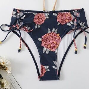 Cupshe floral bikini bottoms tie cross cross